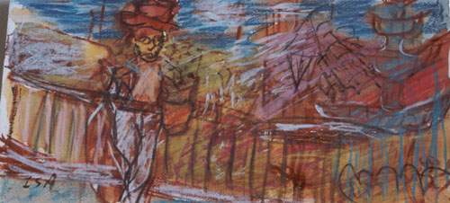 Man-on-Balcony-Competa-pastel-painting