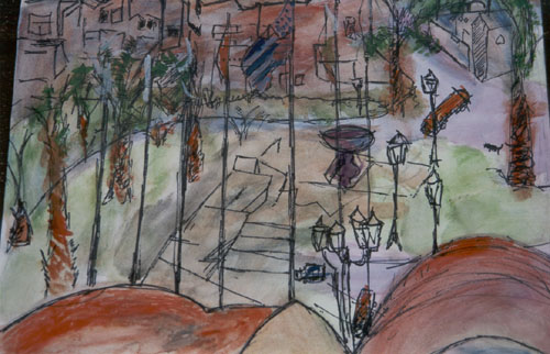 Tunisian-Hotel-watercolour-painting