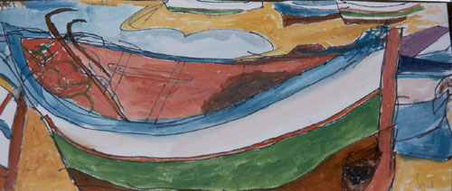 Boat-Hammamet-watercolour-painting