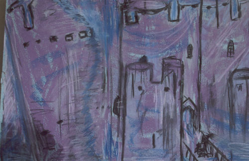 Caerphilly-Castle-pastel-painting