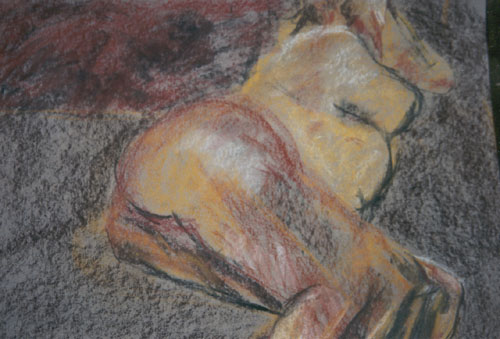 Large-sepia-woman-pastel-painting