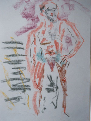 Multi-coloured-Man-pastel-painting