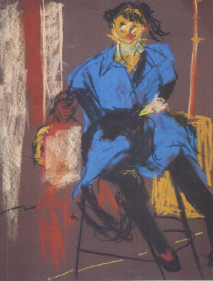 Fashion-Model-in-Blue-pastel-painting