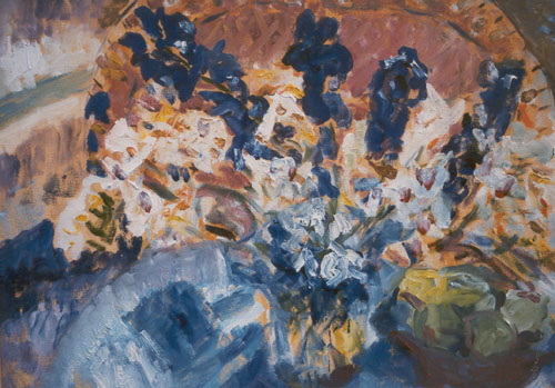 Blue-&-White-Flowers-whicker-chair-oil-painting