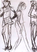 Three-Fashion-Models-charcoal-drawing