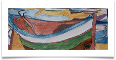 Boat, Hammamet :: Watercolour on  Paper (Mounted) :: 20" x 8" ::  140