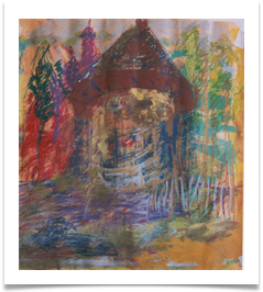 Dovecote, Chantilly :: Mixed Media on  Paper ::  30" x 30" ::  560 