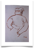 Man in Andalucia :: Pen on Paper (Mounted) :: 18" x 16" ::  165