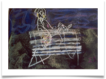Man on Bench, Waterlow Park :: Pastel on Paper (Mounted) :: 18" x 20" ::  340
