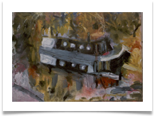 Narrow Boat, South Harefield :: Oil on Canvas :: 20" x 17" ::  690