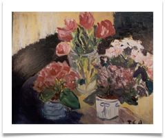Plants & Tulips :: Oil on Canvas (Framed) :: 28" x 24" ::  490