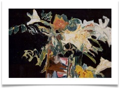 White Lilies in Black :: Oil on Canvas (Mounted) :: 30" x 28" ::  1,130